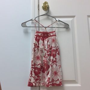 red floral tank top